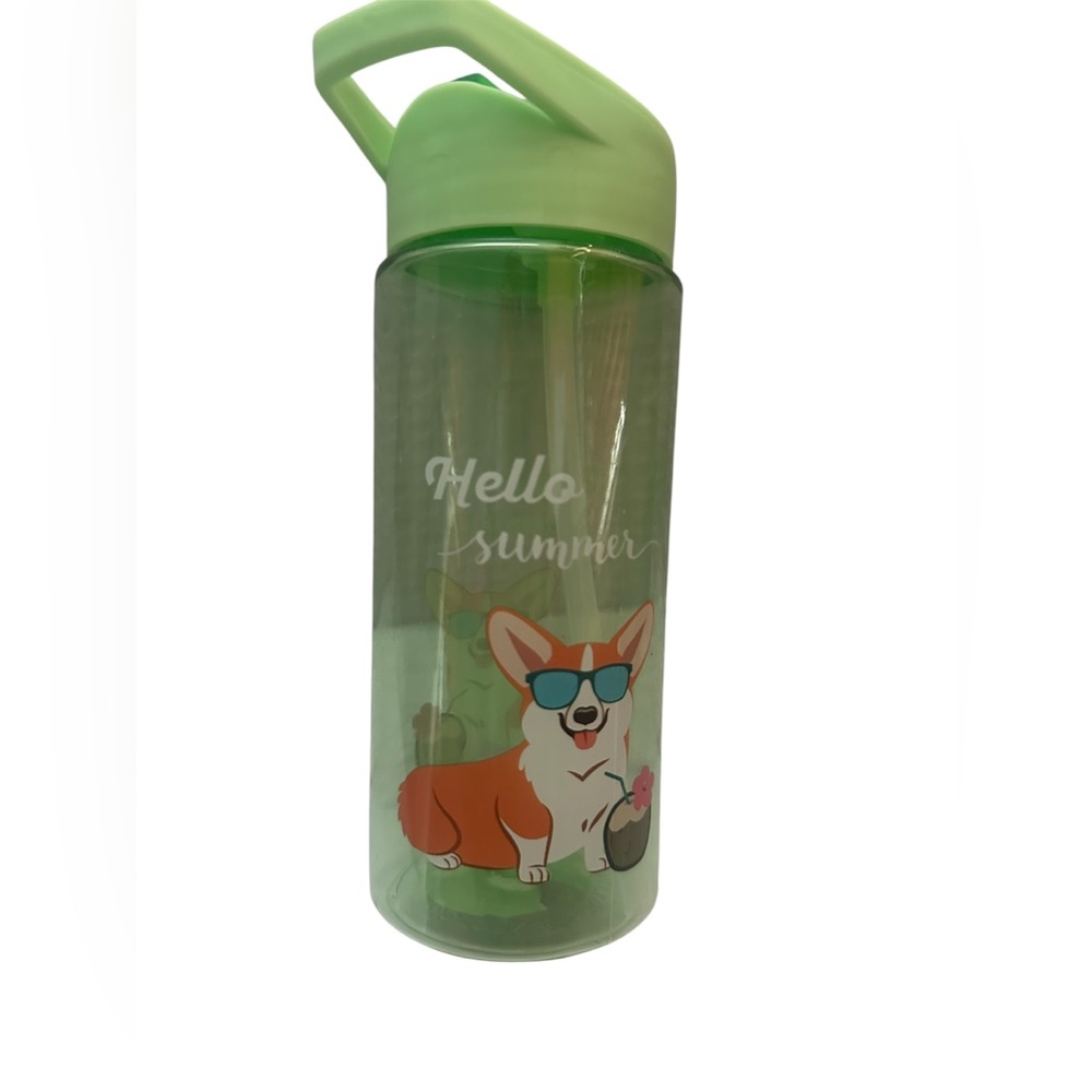 (Bundle of 3)  Kids Green Water Bottle with Corgi Design 16oz